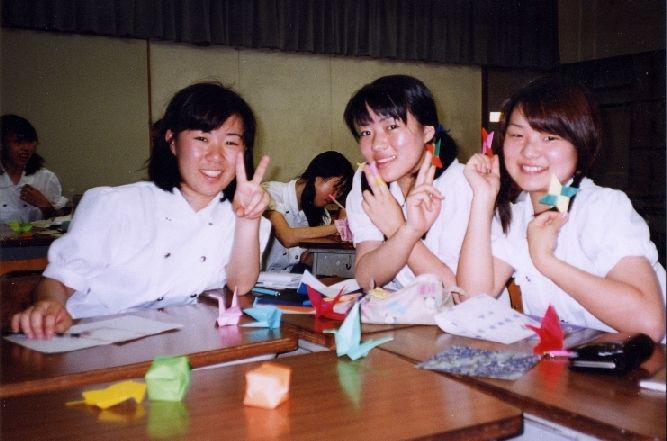 students with origami